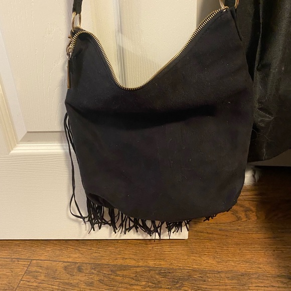 Black tassel over the shoulder/ cross body velvet purse - Picture 2 of 2